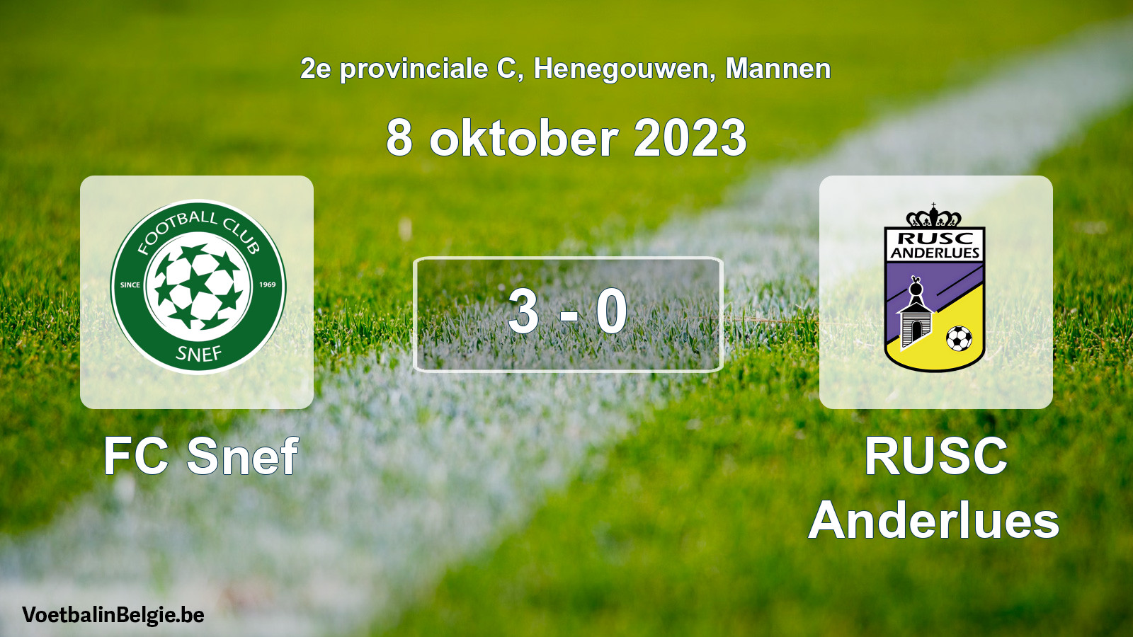 Gespeelde wedstrijd mannenvoetbal: FC Snef - RUSC Anderlues 3 - 0 (8 oktober 2023)