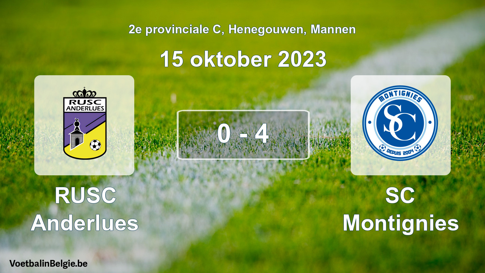Gespeelde wedstrijd mannenvoetbal: RUSC Anderlues - SC Montignies 0 - 4 (15 oktober 2023)