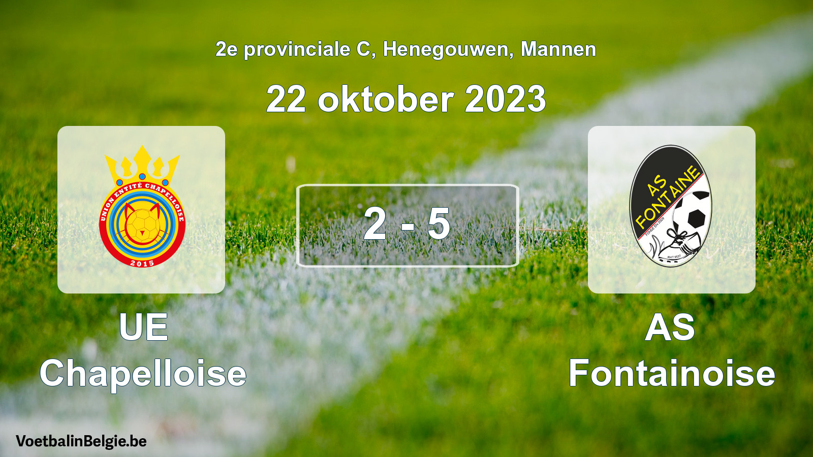 Gespeelde wedstrijd mannenvoetbal: UE Chapelloise - AS Fontainoise 2 - 5 (22 oktober 2023)