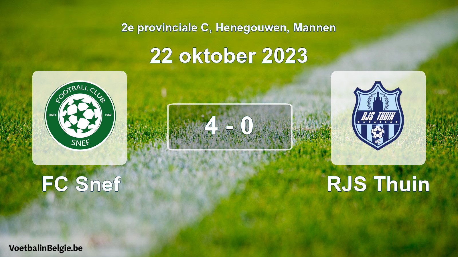 Gespeelde wedstrijd mannenvoetbal: FC Snef - RJS Thuin 4 - 0 (22 oktober 2023)