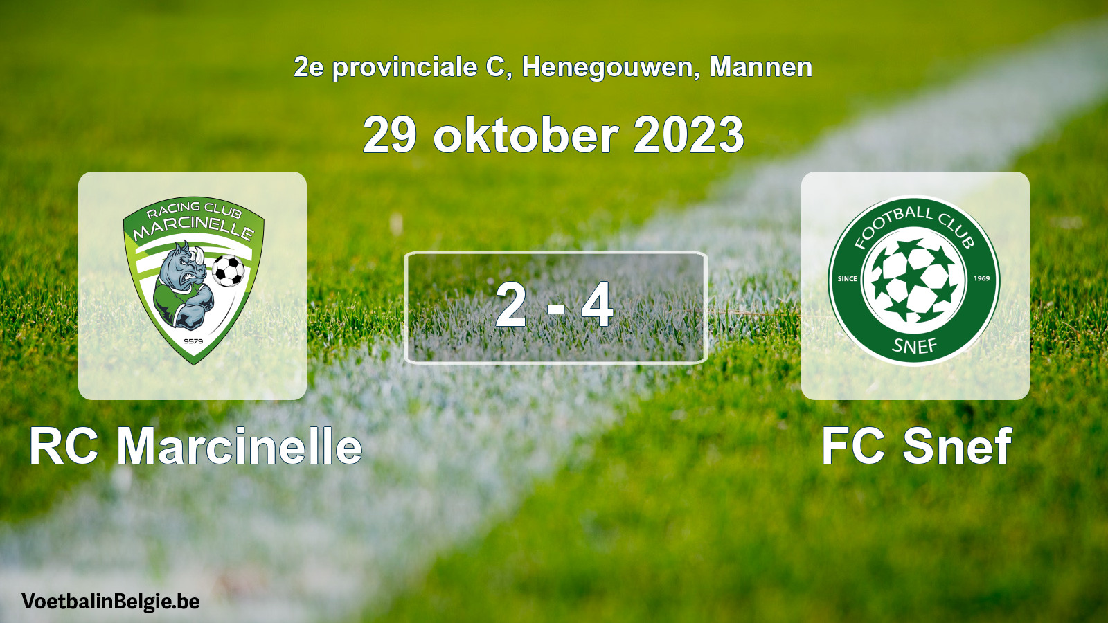 Gespeelde wedstrijd mannenvoetbal: RC Marcinelle - FC Snef 2 - 4 (29 oktober 2023)