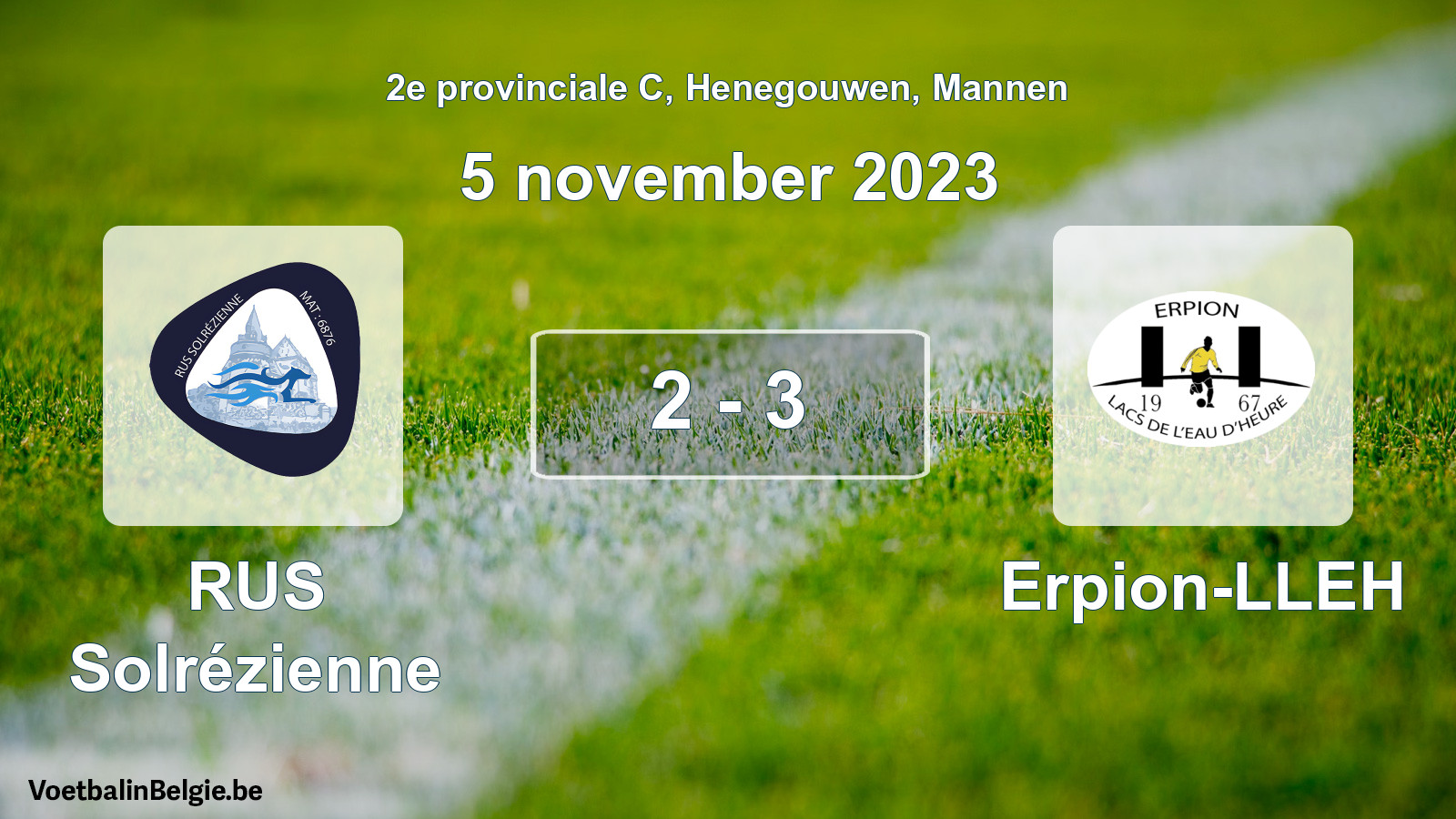 Gespeelde wedstrijd mannenvoetbal: RUS Solrézienne - Erpion-LLEH 2 - 3 (5 november 2023)