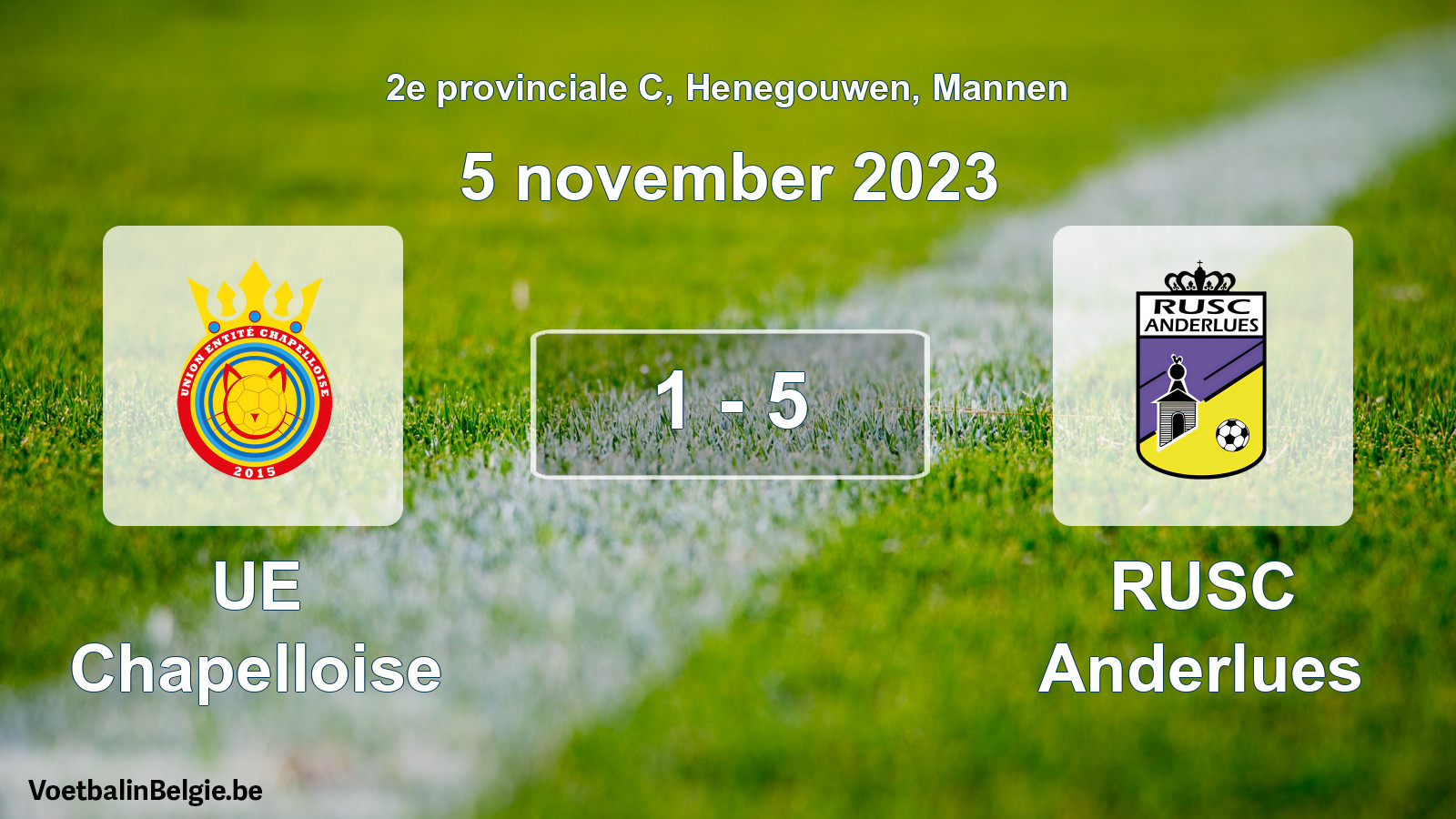 Gespeelde wedstrijd mannenvoetbal: UE Chapelloise - RUSC Anderlues 1 - 5 (5 november 2023)