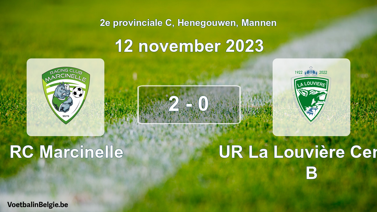 Gespeelde wedstrijd mannenvoetbal: RC Marcinelle - UR La Louvière Centre B 2 - 0 (12 november 2023)