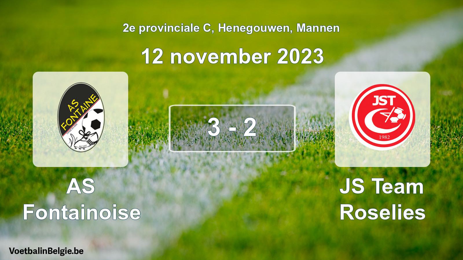 Gespeelde wedstrijd mannenvoetbal: AS Fontainoise - JS Team Roselies 3 - 2 (12 november 2023)