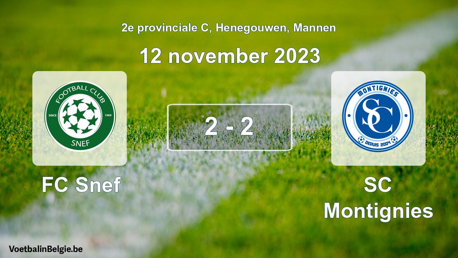 Gespeelde wedstrijd mannenvoetbal: FC Snef - SC Montignies 2 - 2 (12 november 2023)