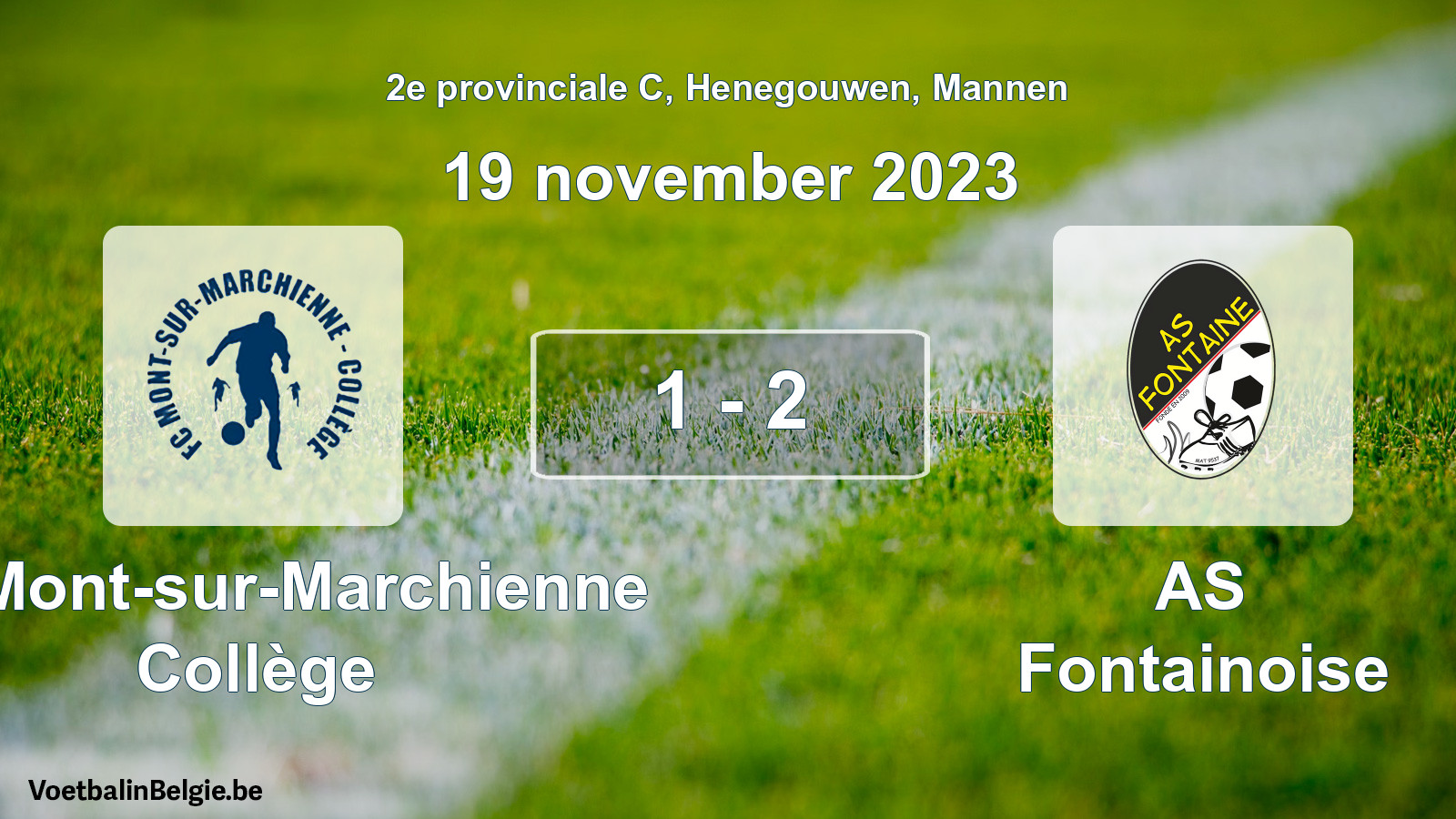 Gespeelde wedstrijd mannenvoetbal: FC Mont-sur-Marchienne Collège - AS Fontainoise 1 - 2 (19 november 2023)