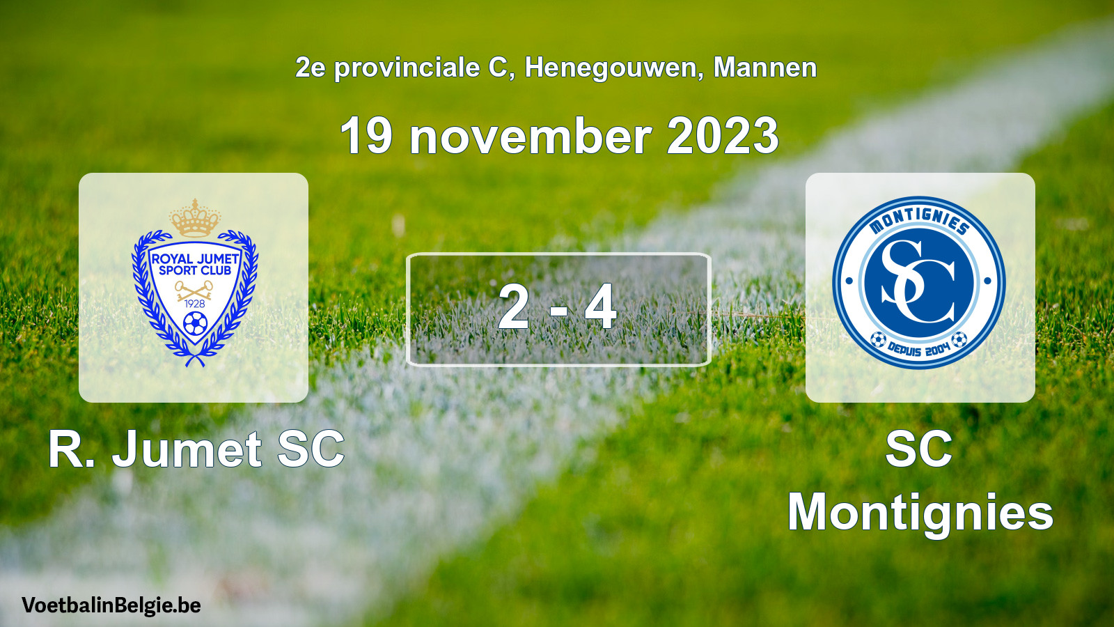Gespeelde wedstrijd mannenvoetbal: R. Jumet SC - SC Montignies 2 - 4 (19 november 2023)