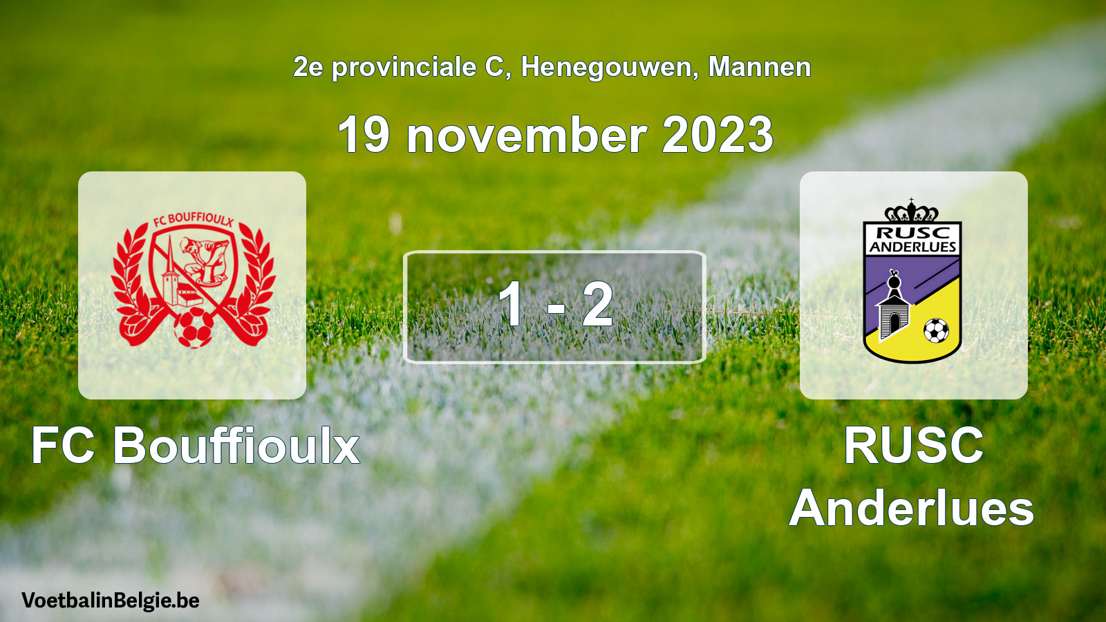 Gespeelde wedstrijd mannenvoetbal: FC Bouffioulx - RUSC Anderlues 1 - 2 (19 november 2023)