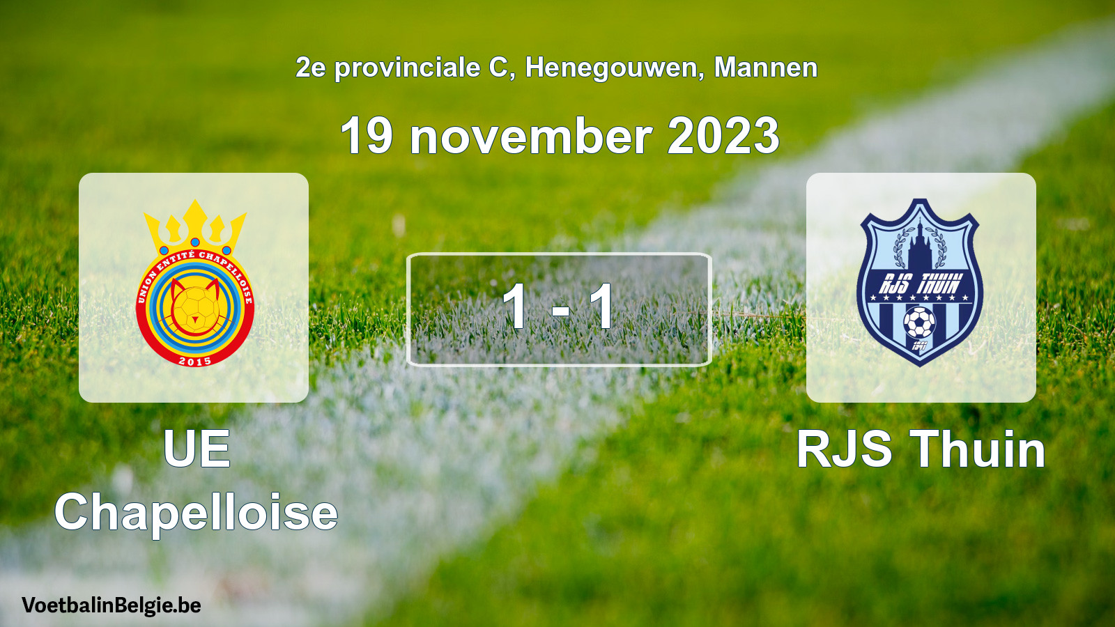 Gespeelde wedstrijd mannenvoetbal: UE Chapelloise - RJS Thuin 1 - 1 (19 november 2023)