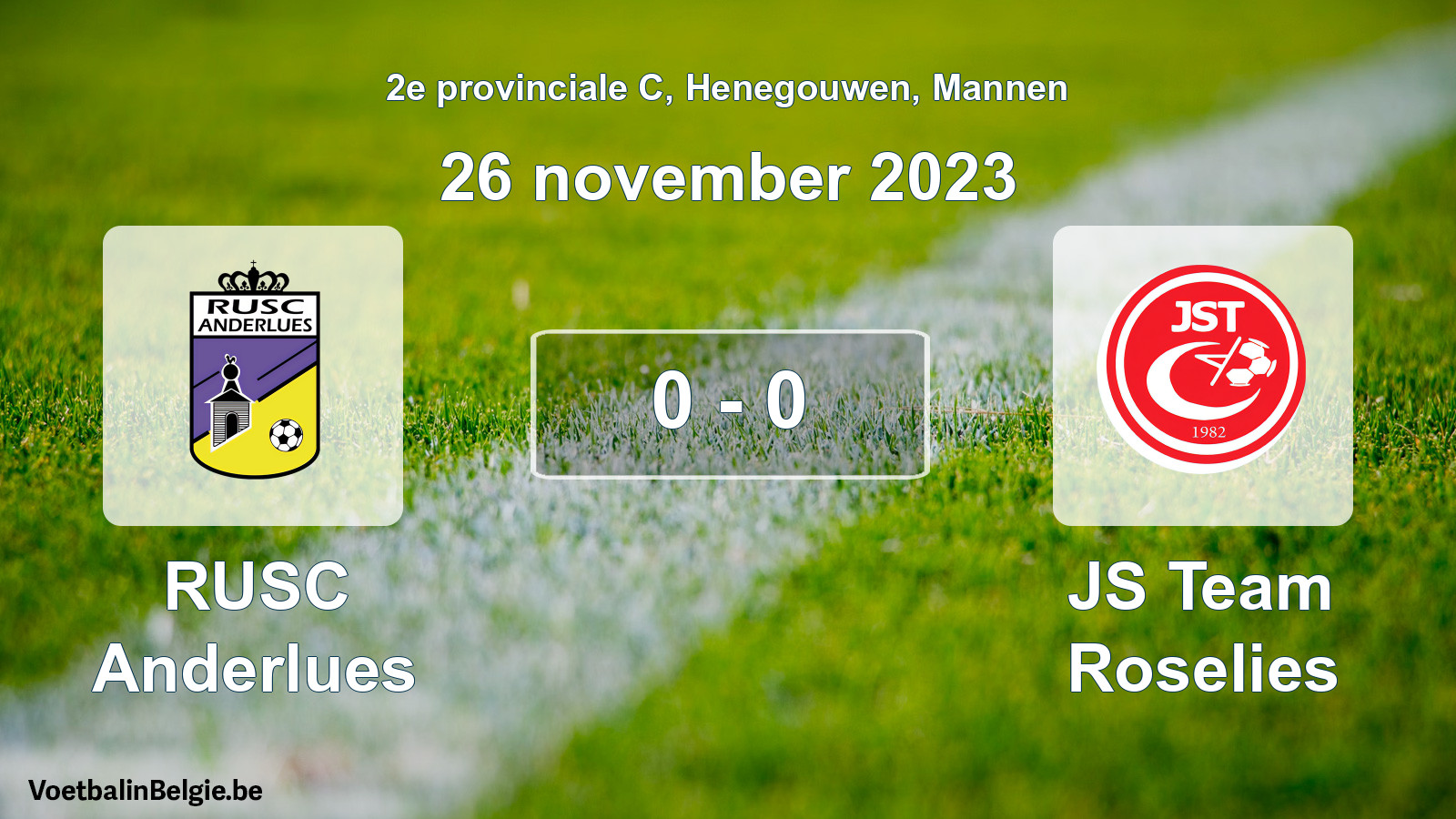Gespeelde wedstrijd mannenvoetbal: RUSC Anderlues - JS Team Roselies 0 - 0 (26 november 2023)
