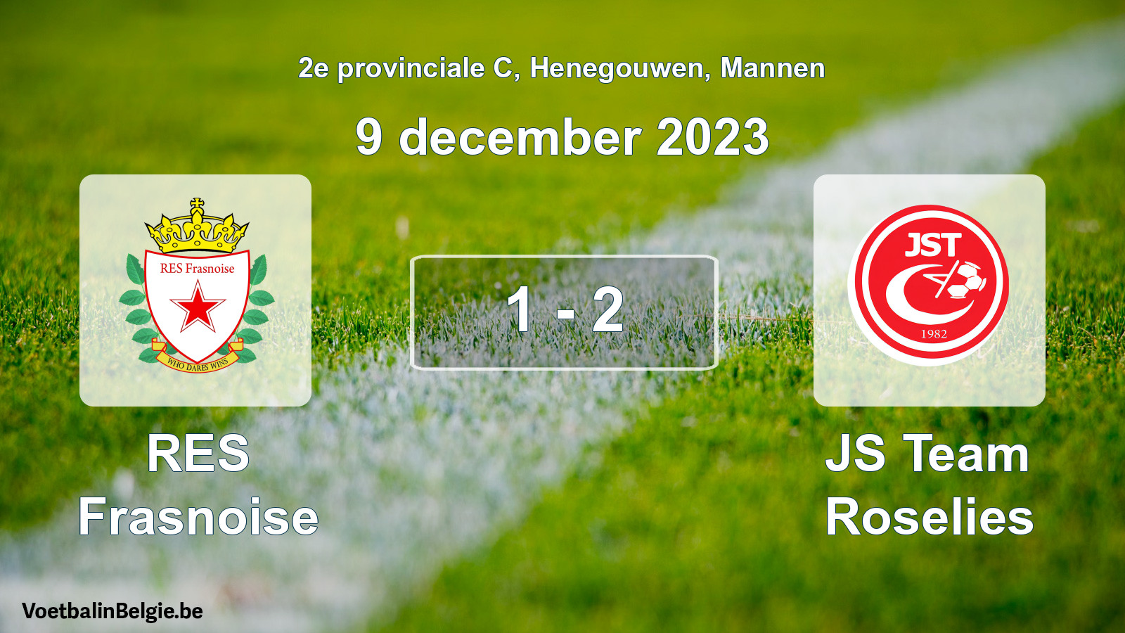 Gespeelde wedstrijd mannenvoetbal: RES Frasnoise - JS Team Roselies 1 - 2 (9 december 2023)