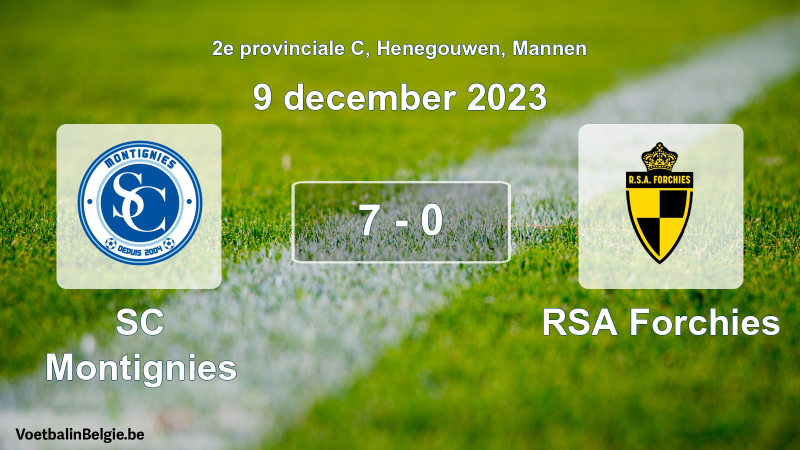 Played match men football: SC Montignies - RSA Forchies 7 - 0 (9 December 2023)