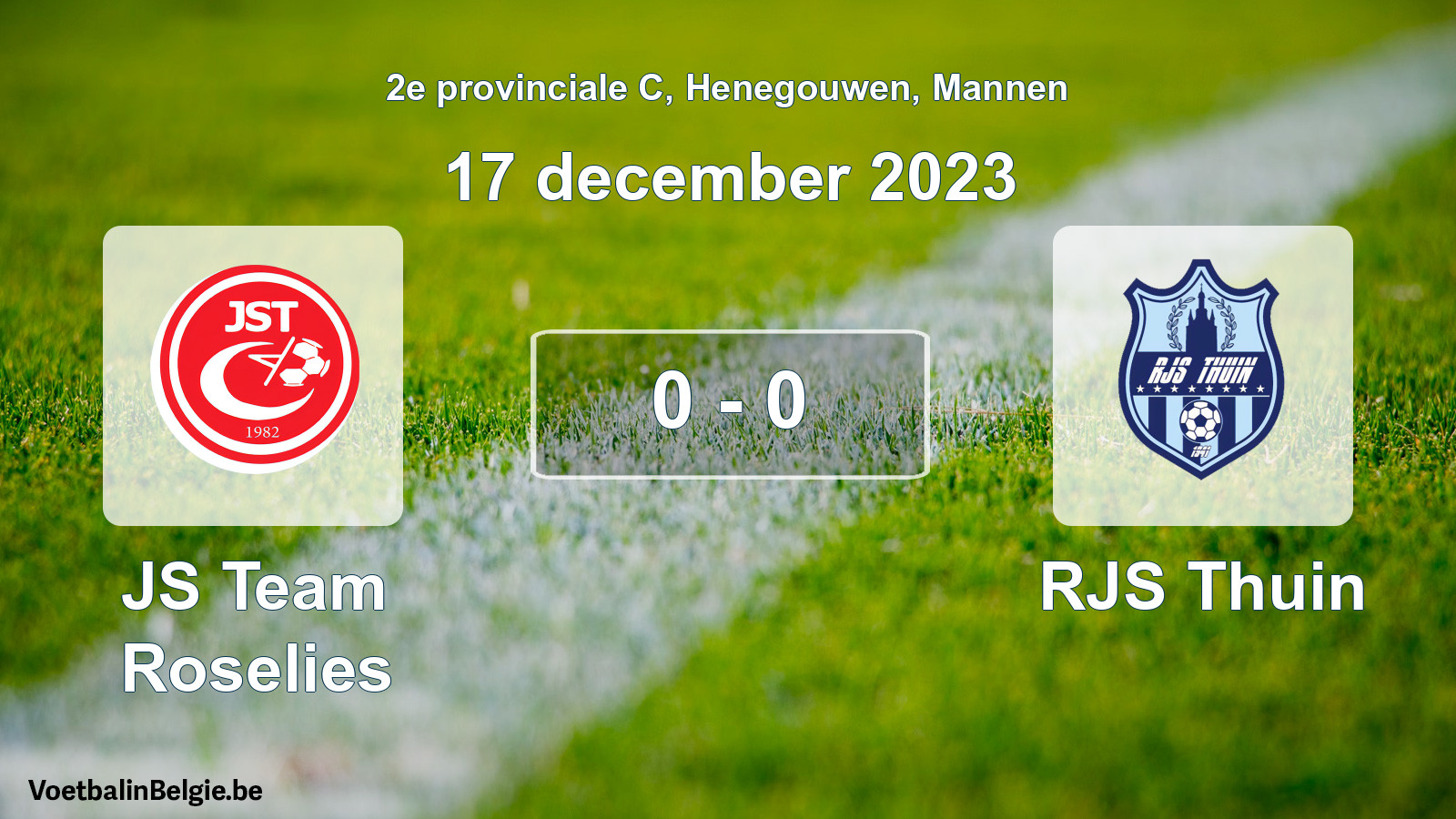 Gespeelde wedstrijd mannenvoetbal: JS Team Roselies - RJS Thuin 0 - 0 (17 december 2023)