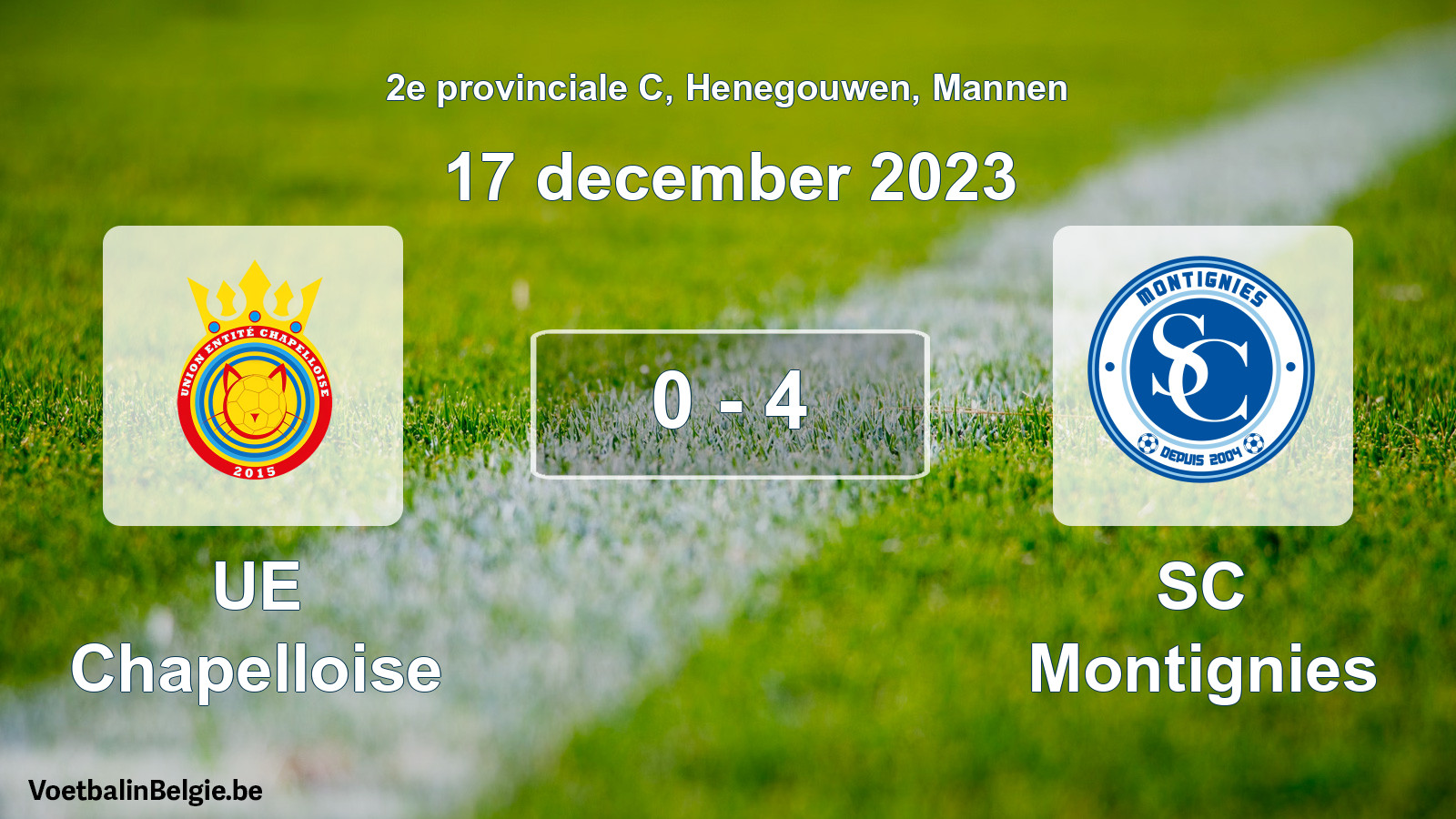 Gespeelde wedstrijd mannenvoetbal: UE Chapelloise - SC Montignies 0 - 4 (17 december 2023)