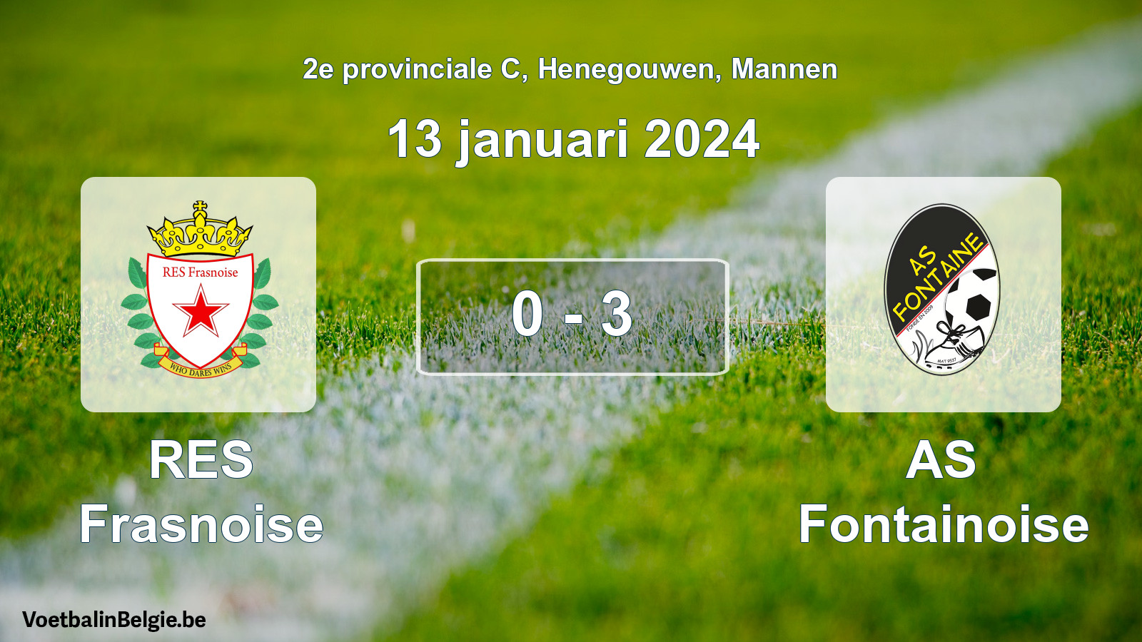 Gespeelde wedstrijd mannenvoetbal: RES Frasnoise - AS Fontainoise 0 - 3 (13 januari 2024)