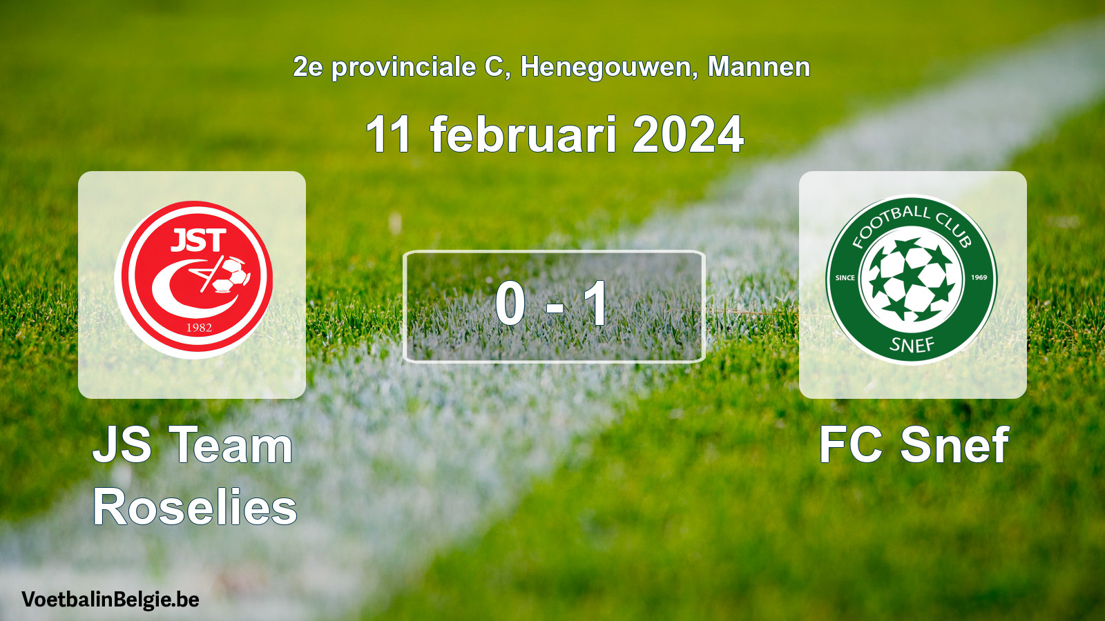 Gespeelde wedstrijd mannenvoetbal: JS Team Roselies - FC Snef 0 - 1 (11 februari 2024)