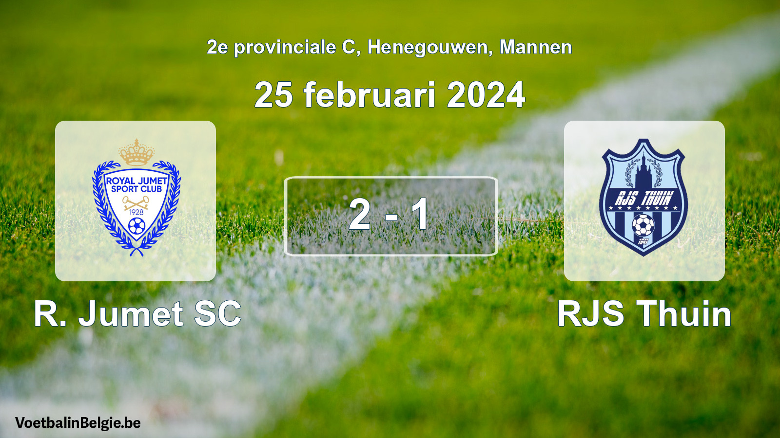 Gespeelde wedstrijd mannenvoetbal: R. Jumet SC - RJS Thuin 2 - 1 (25 februari 2024)