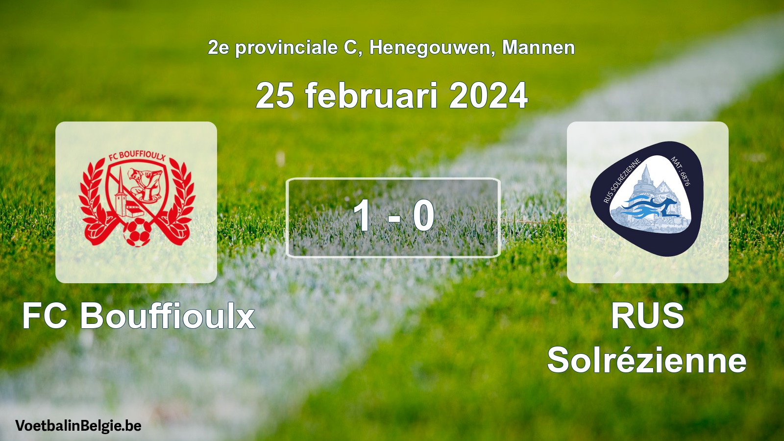 Gespeelde wedstrijd mannenvoetbal: FC Bouffioulx - RUS Solrézienne 1 - 0 (25 februari 2024)