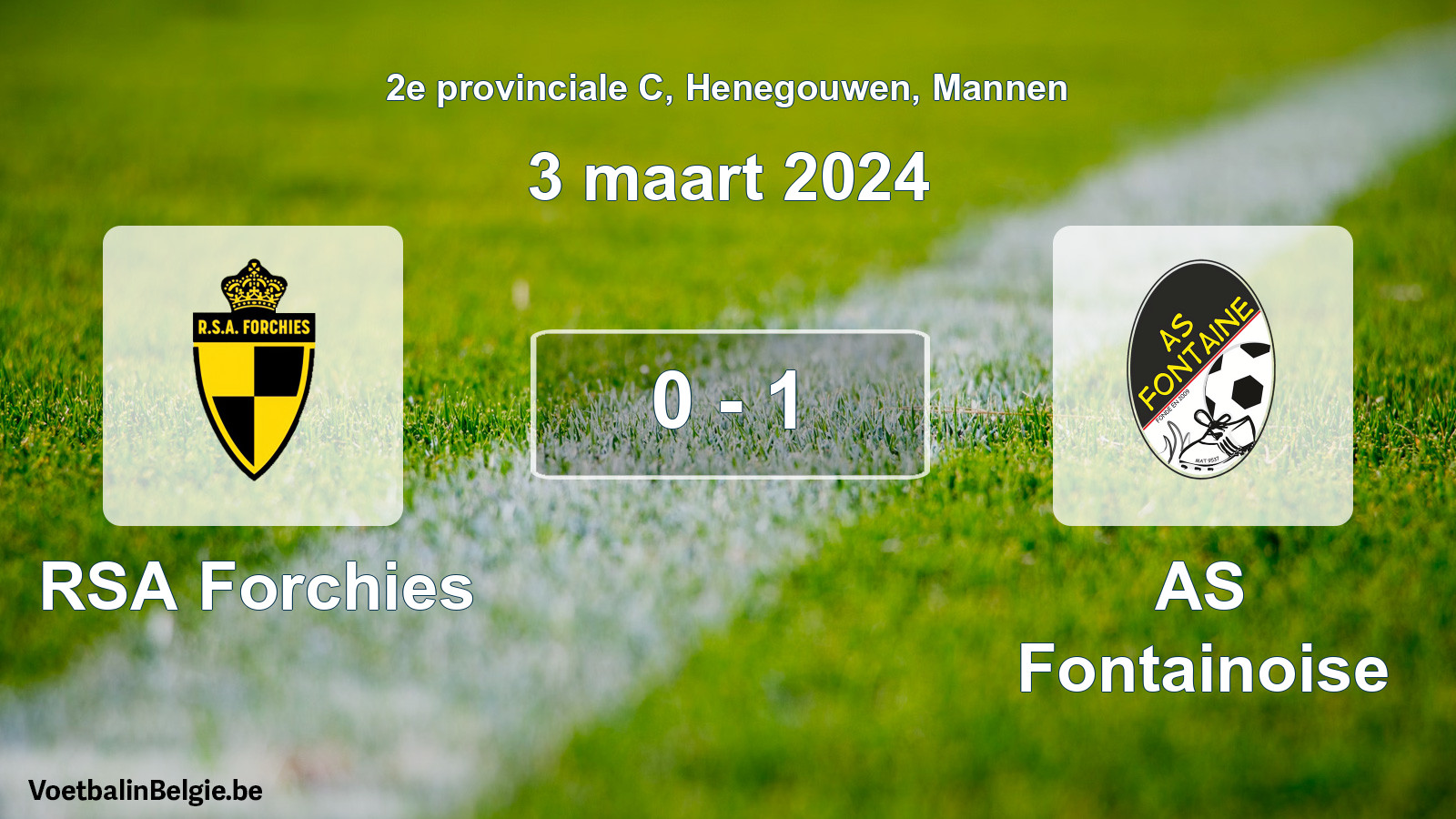 Gespeelde wedstrijd mannenvoetbal: RSA Forchies - AS Fontainoise 0 - 1 (3 maart 2024)