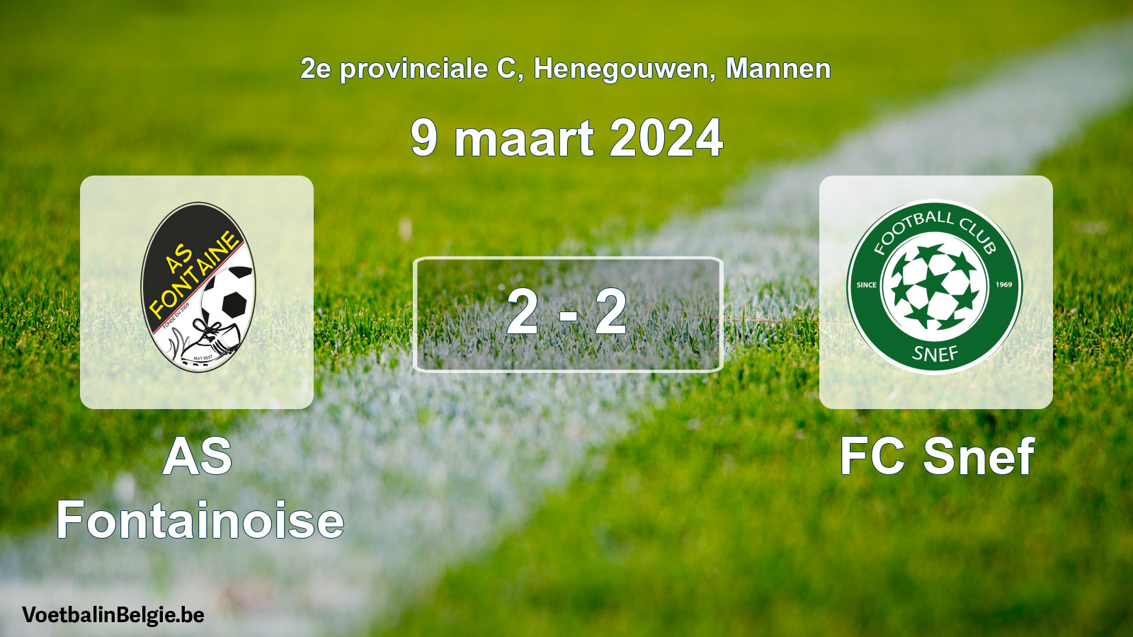 Gespeelde wedstrijd mannenvoetbal: AS Fontainoise - FC Snef 2 - 2 (9 maart 2024)