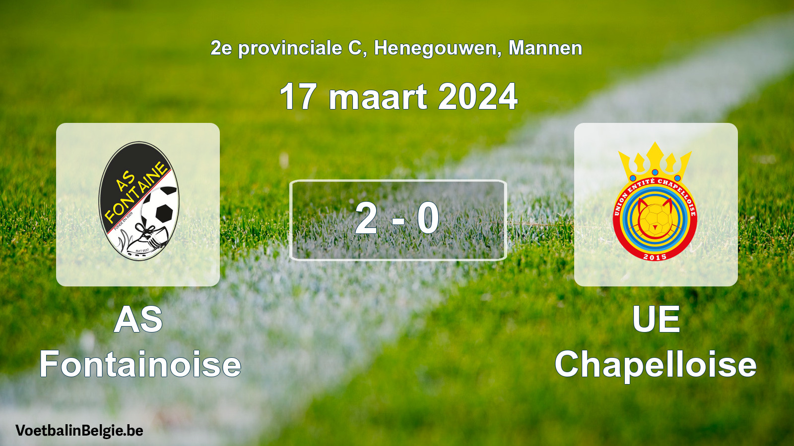 Gespeelde wedstrijd mannenvoetbal: AS Fontainoise - UE Chapelloise 2 - 0 (17 maart 2024)