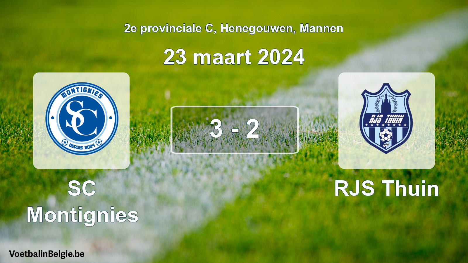 Gespeelde wedstrijd mannenvoetbal: SC Montignies - RJS Thuin 3 - 2 (23 maart 2024)