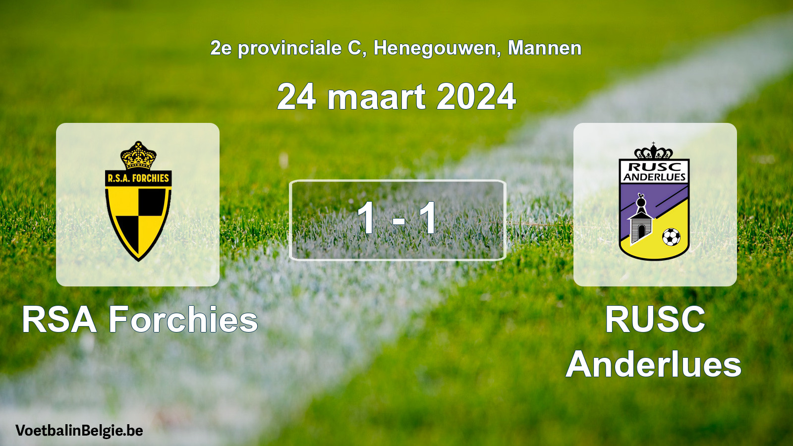 Gespeelde wedstrijd mannenvoetbal: RSA Forchies - RUSC Anderlues 1 - 1 (24 maart 2024)