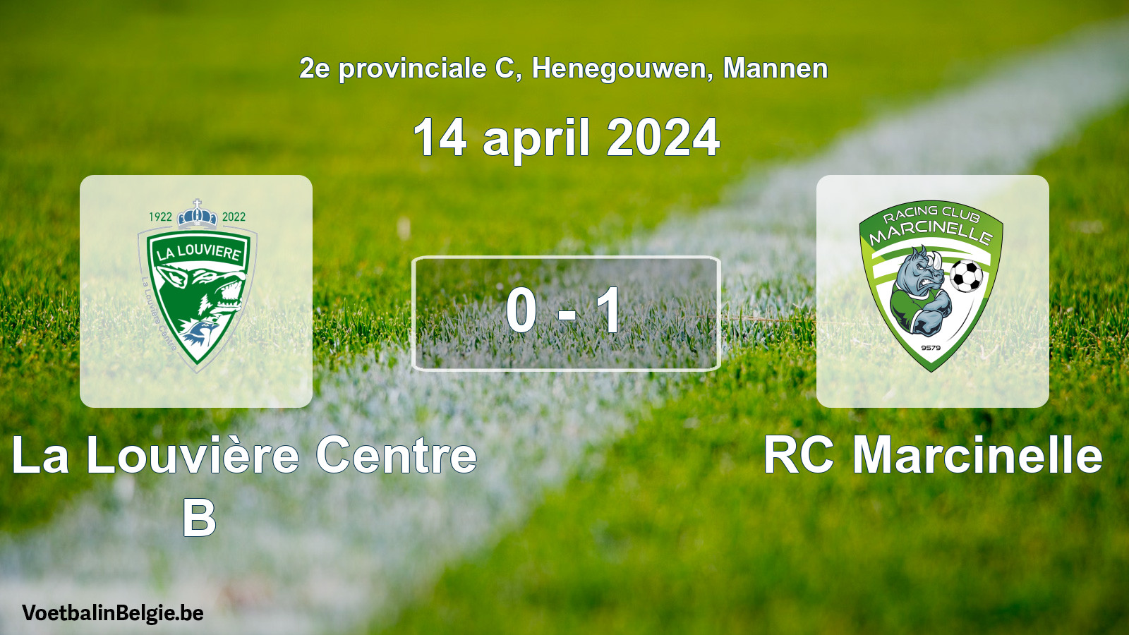Gespeelde wedstrijd mannenvoetbal: UR La Louvière Centre B - RC Marcinelle 0 - 1 (14 april 2024)