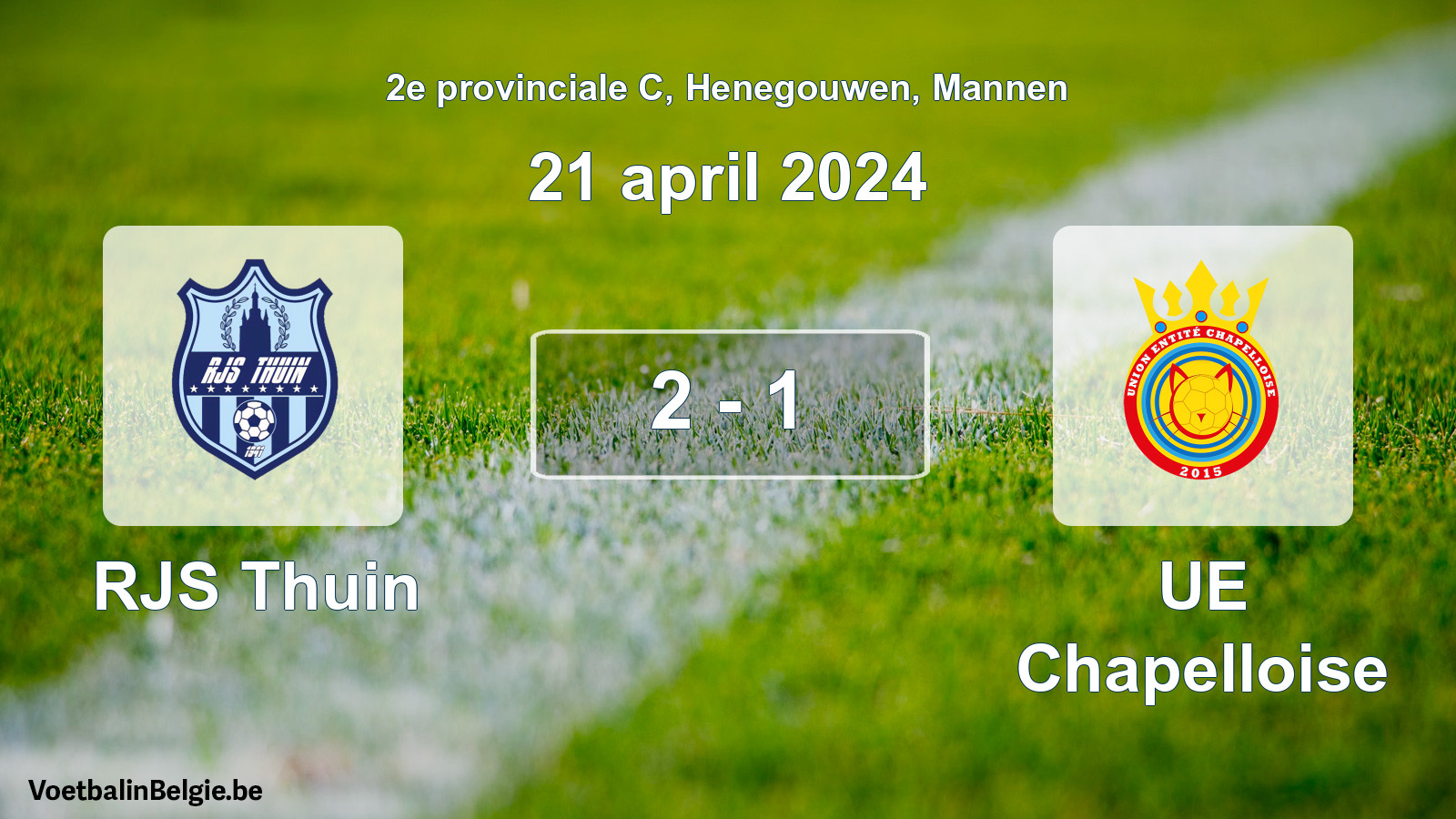 Gespeelde wedstrijd mannenvoetbal: RJS Thuin - UE Chapelloise 2 - 1 (21 april 2024)