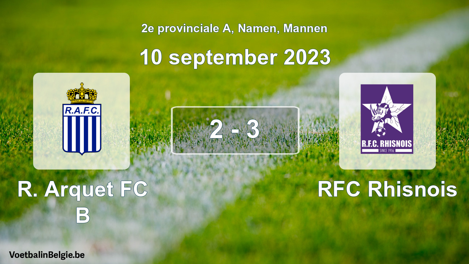 Gespeelde wedstrijd mannenvoetbal: R. Arquet FC B - RFC Rhisnois 2 - 3 (10 september 2023)