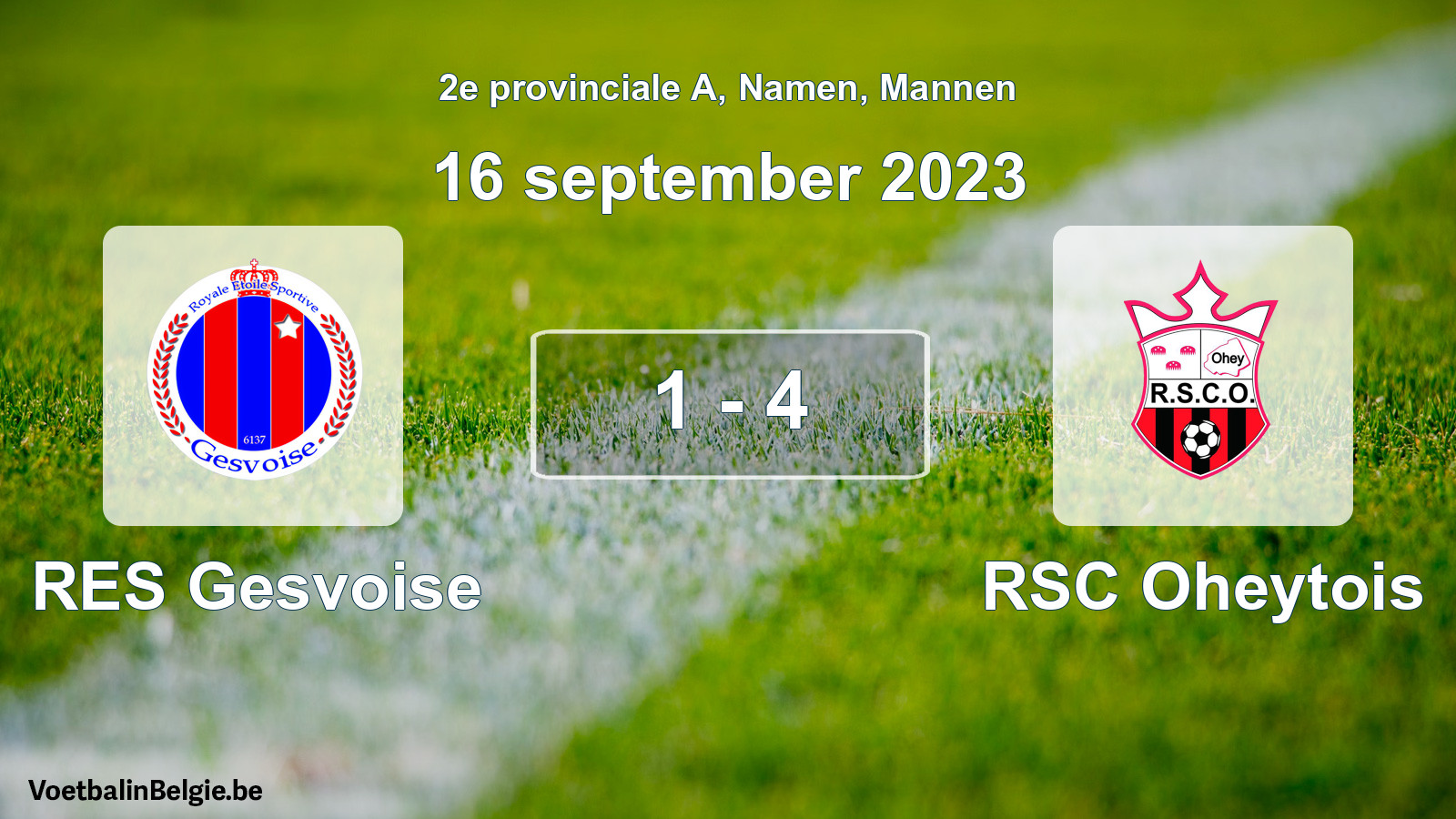 Gespeelde wedstrijd mannenvoetbal: RES Gesvoise - RSC Oheytois 1 - 4 (16 september 2023)
