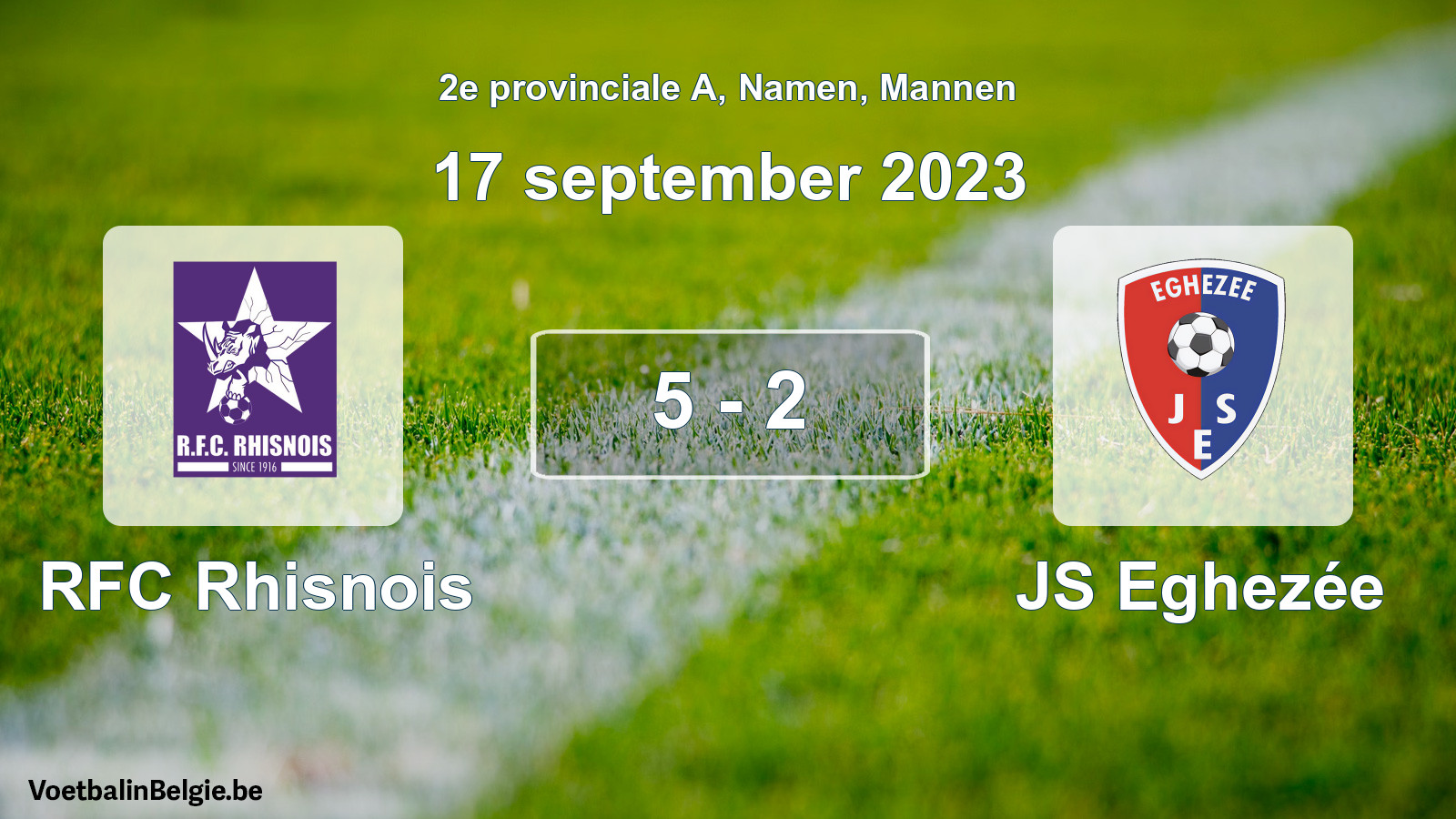 Match joué football hommes: RFC Rhisnois - JS Eghezée 5 - 2 (17 septembre 2023)