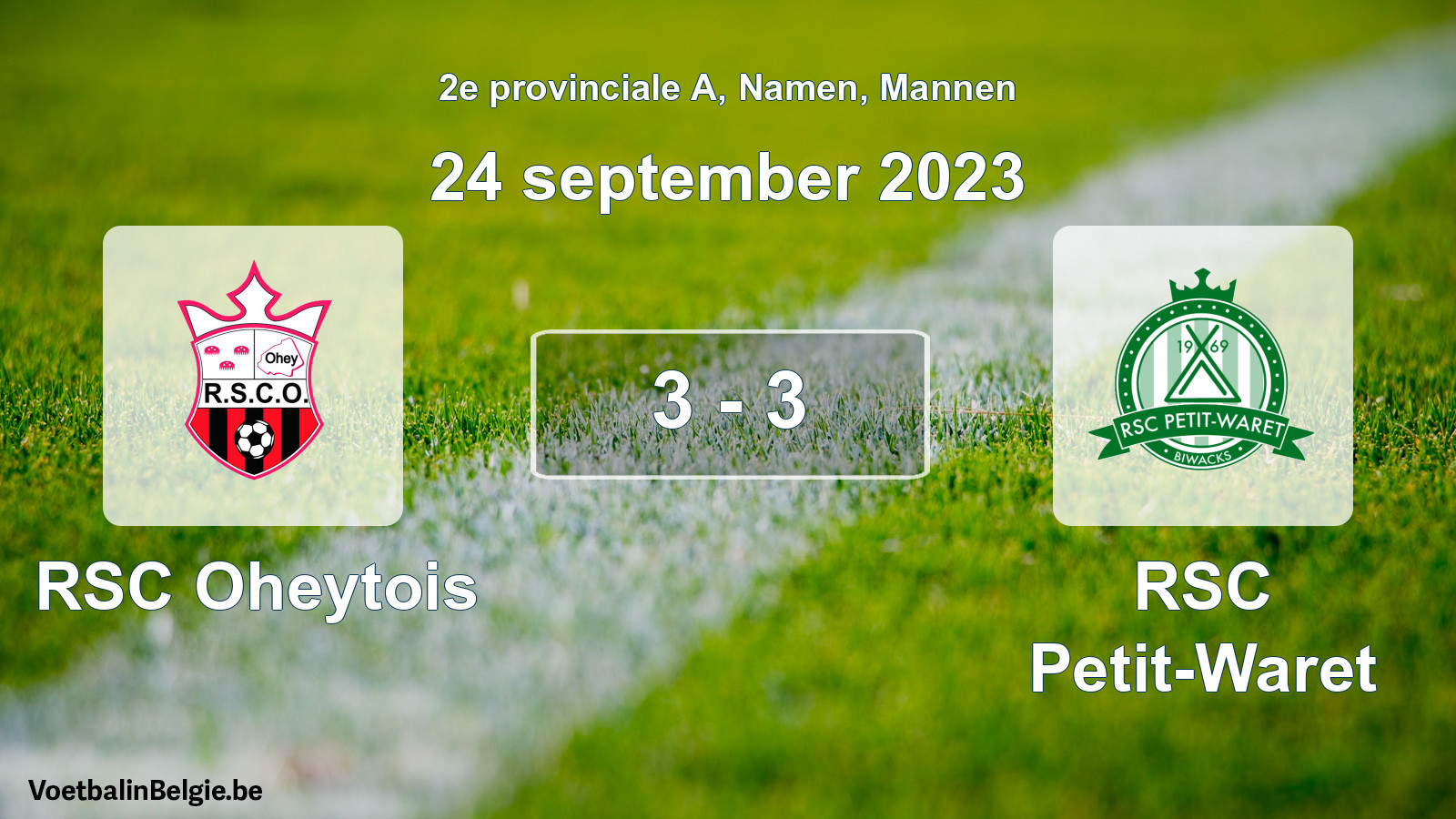 Gespeelde wedstrijd mannenvoetbal: RSC Oheytois - RSC Petit-Waret 3 - 3 (24 september 2023)