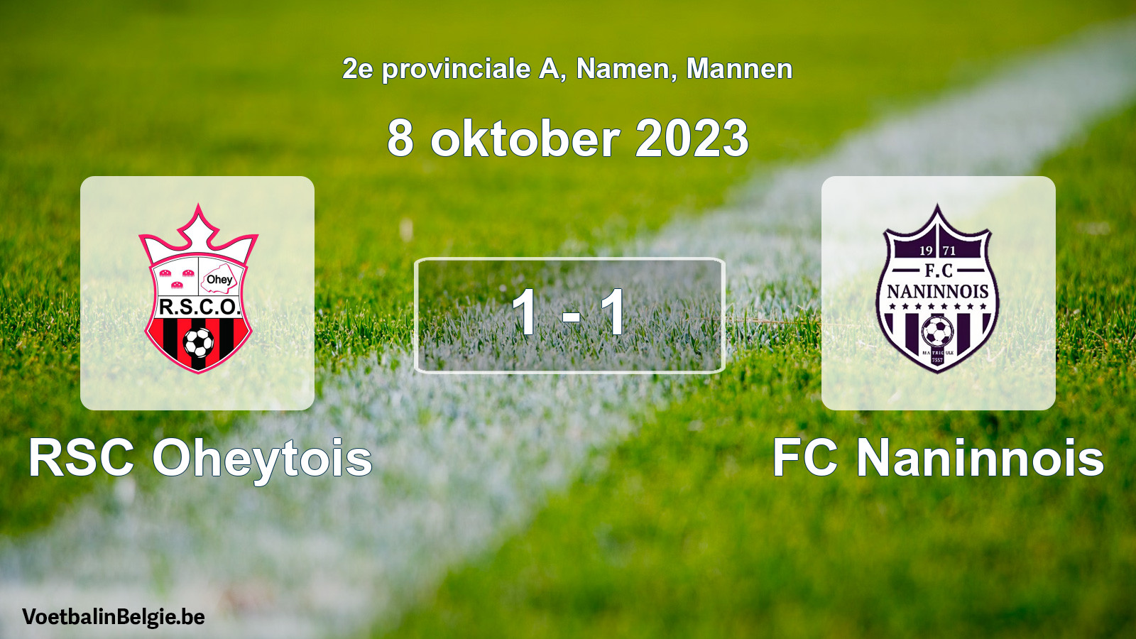 Gespeelde wedstrijd mannenvoetbal: RSC Oheytois - FC Naninnois 1 - 1 (8 oktober 2023)