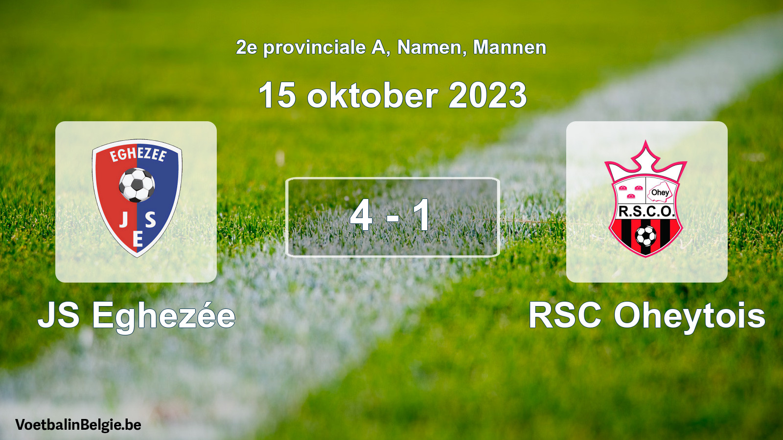 Gespeelde wedstrijd mannenvoetbal: JS Eghezée - RSC Oheytois 4 - 1 (15 oktober 2023)