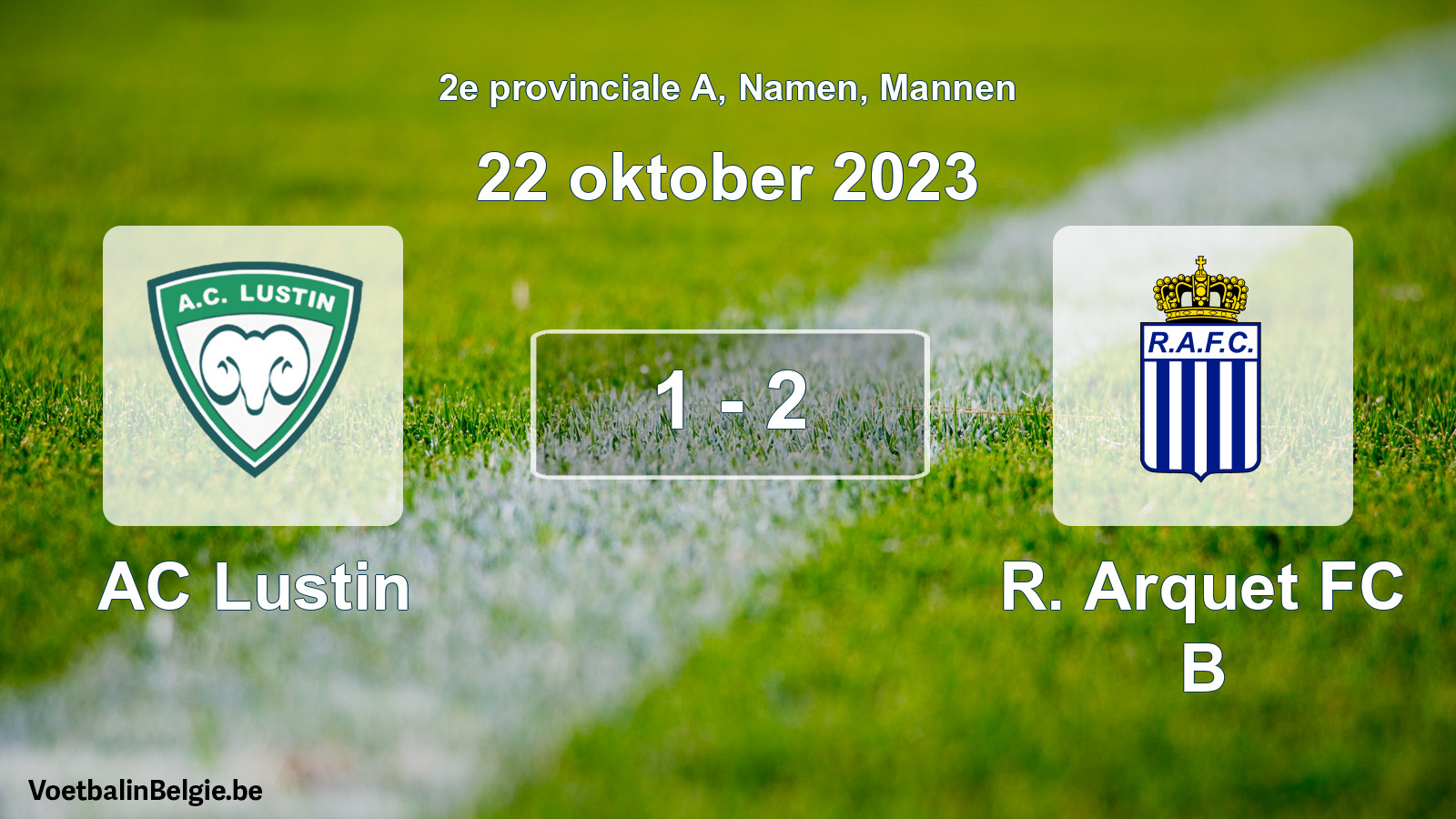 Gespeelde wedstrijd mannenvoetbal: AC Lustin - R. Arquet FC B 1 - 2 (22 oktober 2023)