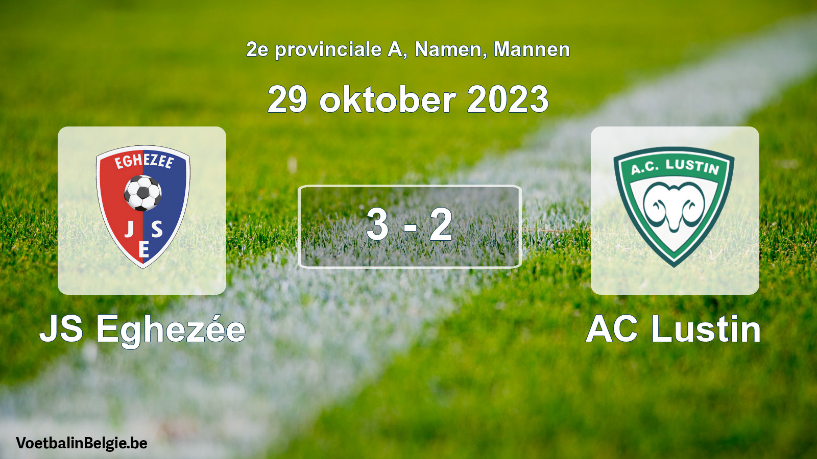 Gespeelde wedstrijd mannenvoetbal: JS Eghezée - AC Lustin 3 - 2 (29 oktober 2023)