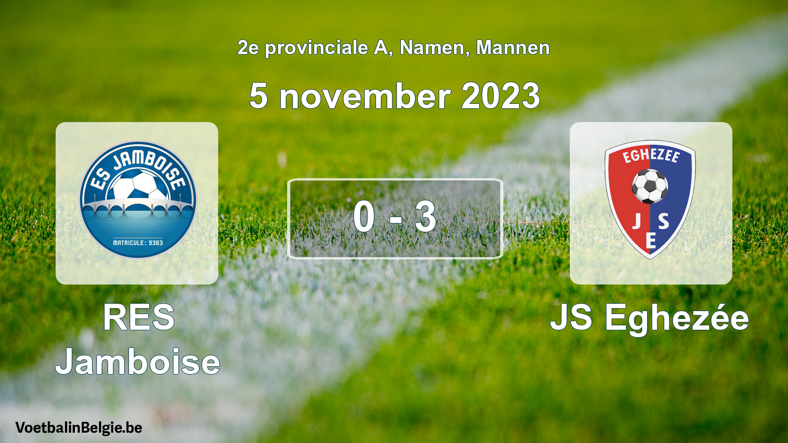Gespeelde wedstrijd mannenvoetbal: RES Jamboise - JS Eghezée 0 - 3 (5 november 2023)