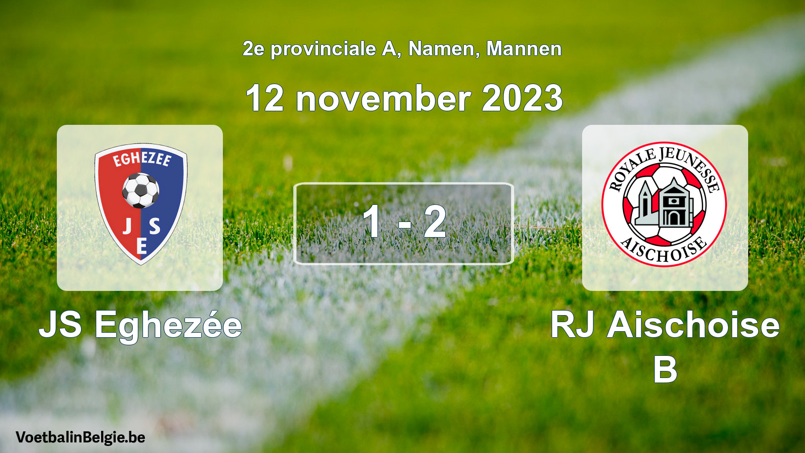 Gespeelde wedstrijd mannenvoetbal: JS Eghezée - RJ Aischoise B 1 - 2 (12 november 2023)