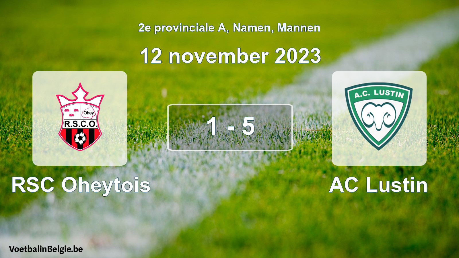 Gespeelde wedstrijd mannenvoetbal: RSC Oheytois - AC Lustin 1 - 5 (12 november 2023)