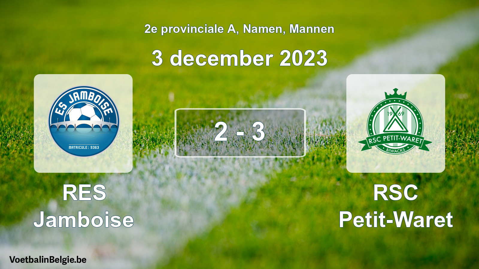Gespeelde wedstrijd mannenvoetbal: RES Jamboise - RSC Petit-Waret 2 - 3 (3 december 2023)