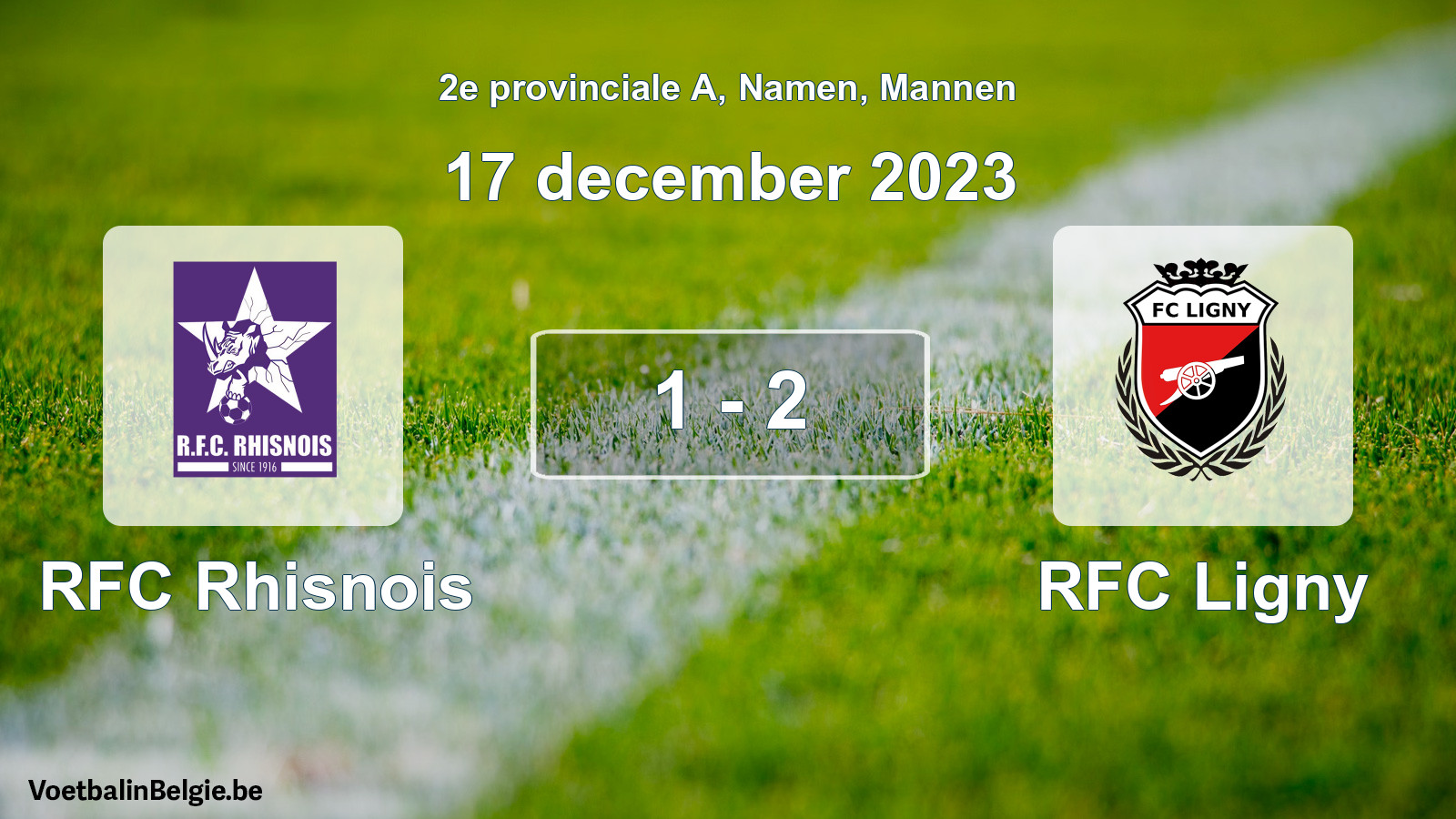Gespeelde wedstrijd mannenvoetbal: RFC Rhisnois - RFC Ligny 1 - 2 (17 december 2023)