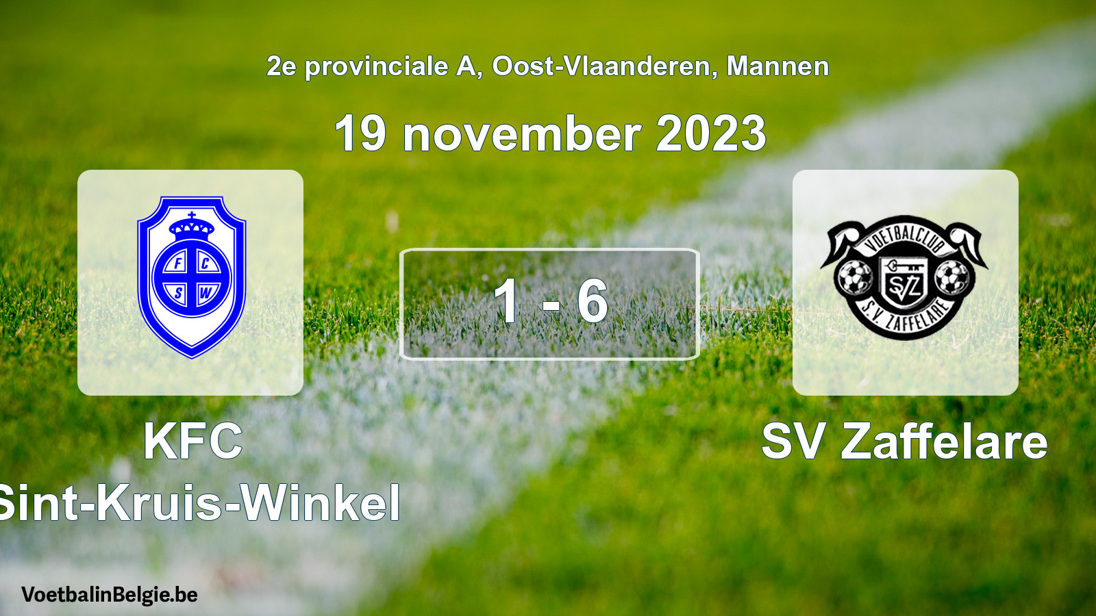 Gespeelde wedstrijd mannenvoetbal: KFC Sint-Kruis-Winkel - SV Zaffelare 1 - 6 (19 november 2023)
