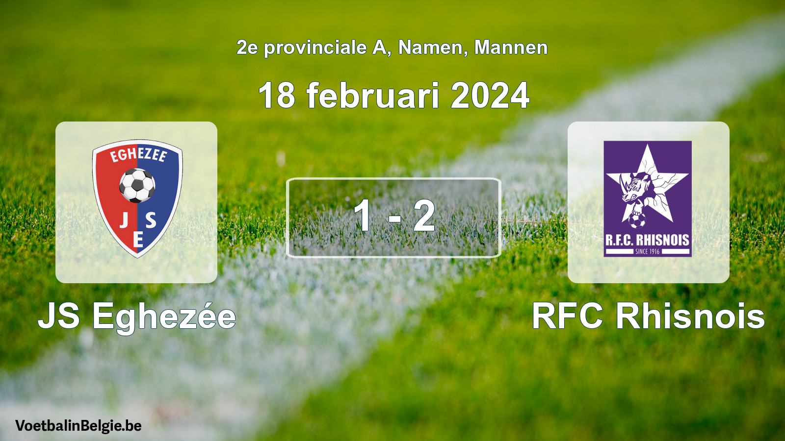 Gespeelde wedstrijd mannenvoetbal: JS Eghezée - RFC Rhisnois 1 - 2 (18 februari 2024)