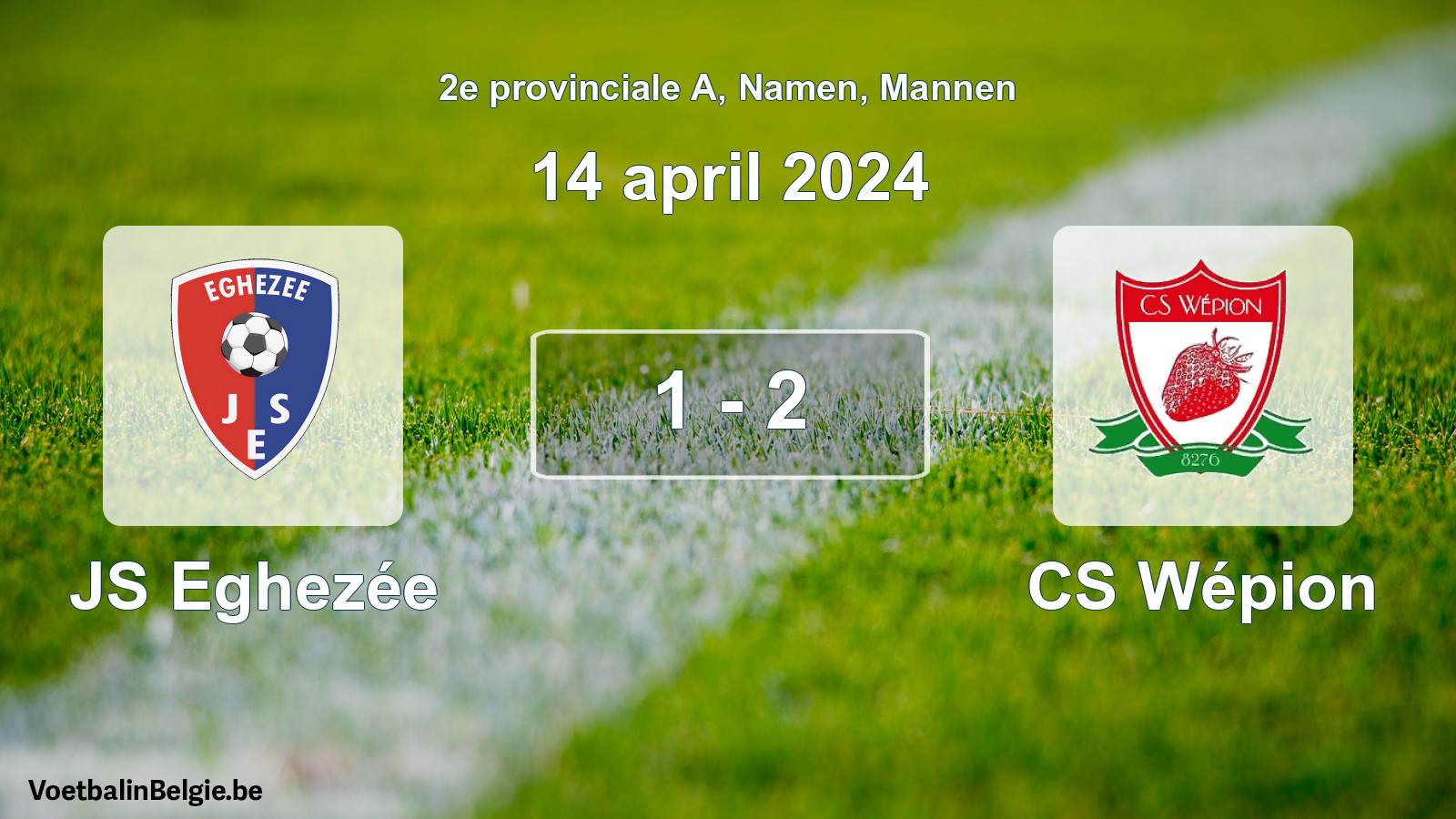 Gespeelde wedstrijd mannenvoetbal: JS Eghezée - CS Wépion 1 - 2 (14 april 2024)