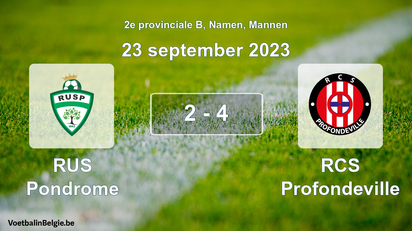 Gespeelde wedstrijd mannenvoetbal: RUS Pondrome - RCS Profondeville 2 - 4 (23 september 2023)