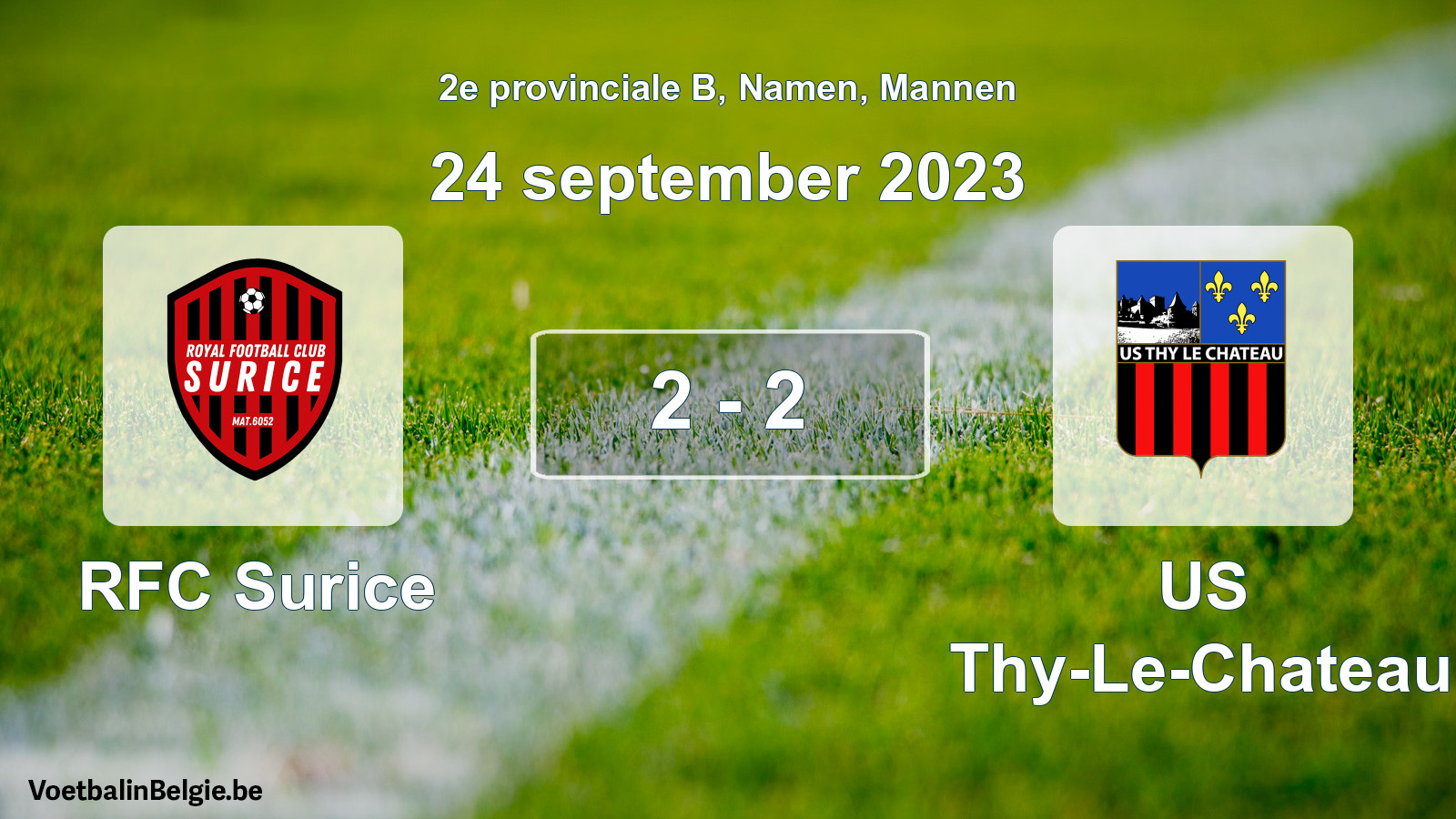 Gespeelde wedstrijd mannenvoetbal: RFC Surice - US Thy-Le-Chateau 2 - 2 (24 september 2023)
