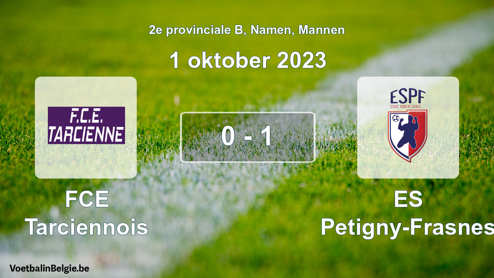 Gespeelde wedstrijd mannenvoetbal: FCE Tarciennois - ES Petigny-Frasnes 0 - 1 (1 oktober 2023)