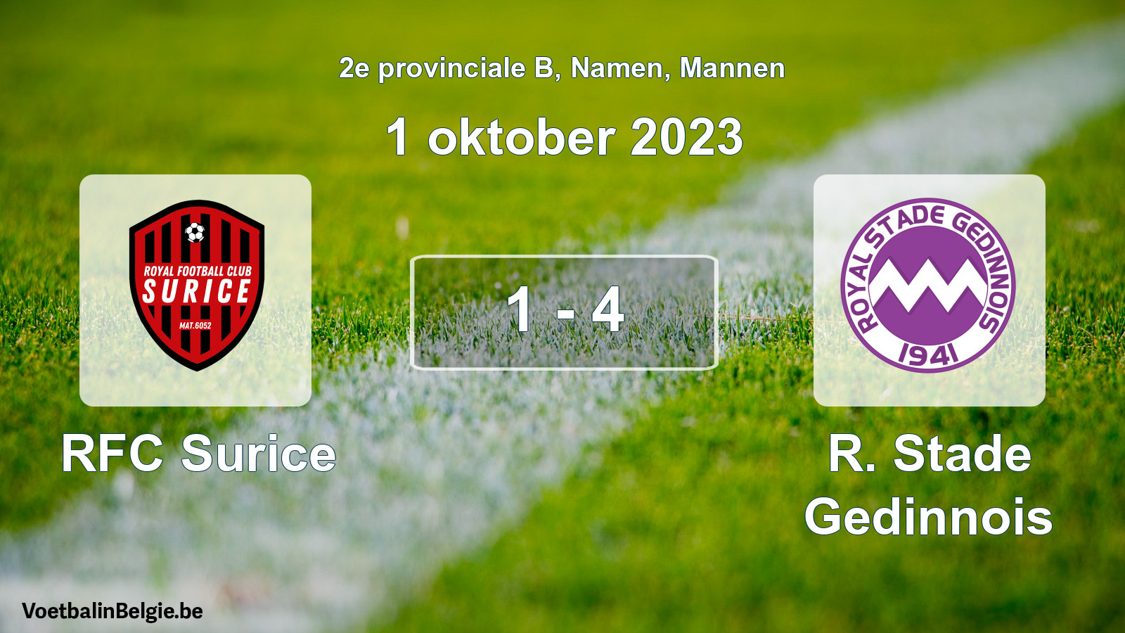 Gespeelde wedstrijd mannenvoetbal: RFC Surice - R. Stade Gedinnois 1 - 4 (1 oktober 2023)